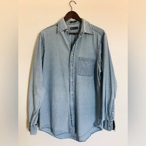 100% Cotton Denim Button Down Shirt Chaps